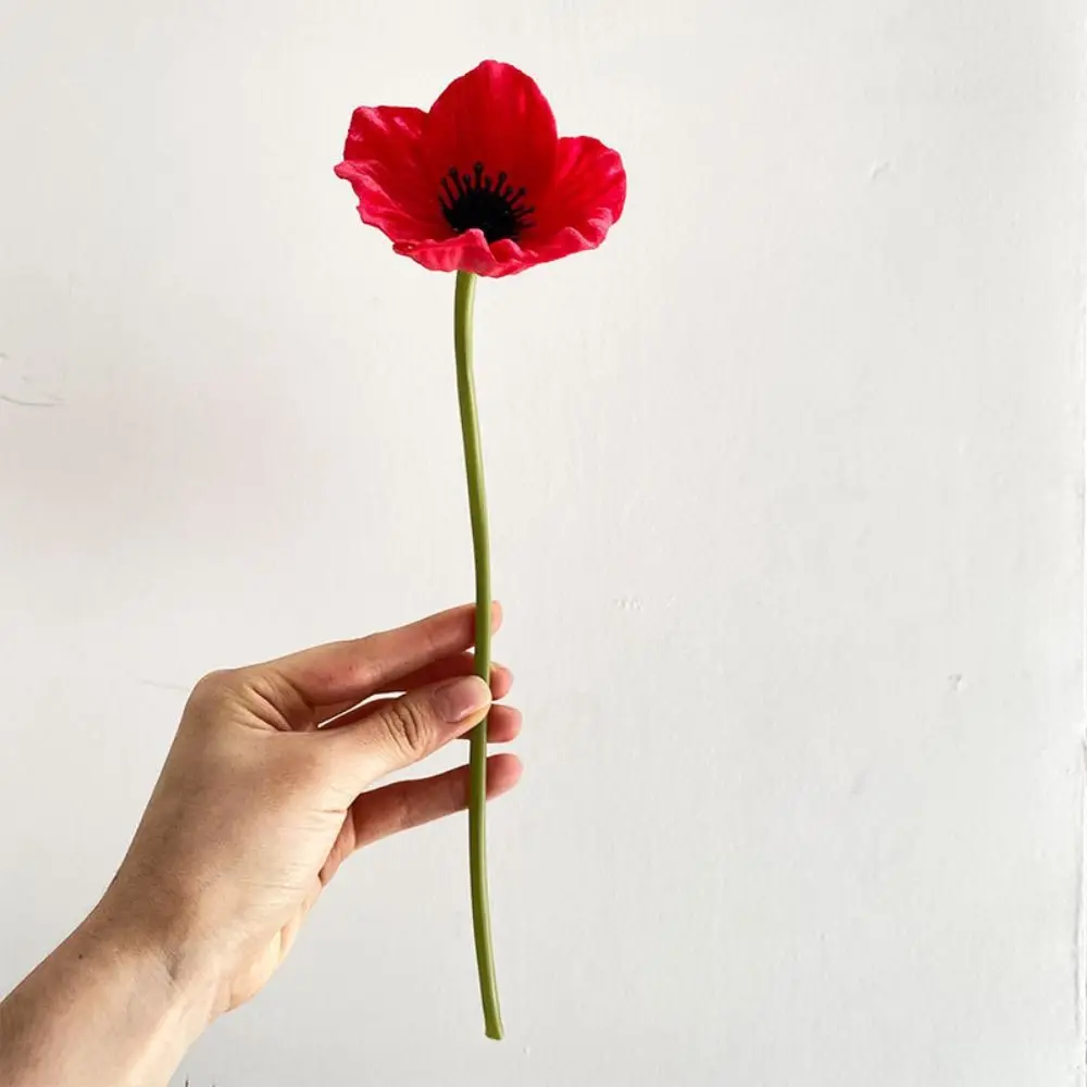 

Handmade Artificial Poppies Flowers Real Touch Realistic PU Poppies Flowers Elegant PU Fake Poppies Flowers Garden