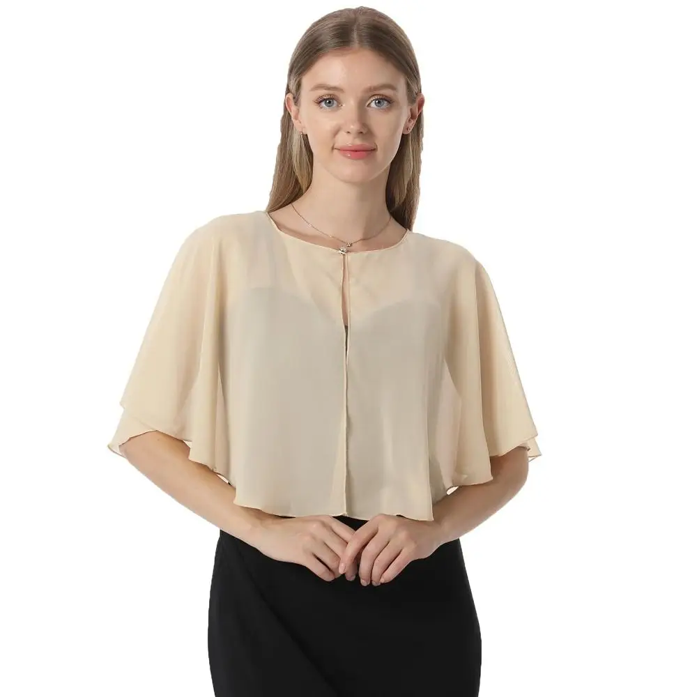 

Vintage Sheer Chiffon Capelet Lightweight Design Elegant Style Soft Shawls Wedding Cape Bridesmaid Accessories