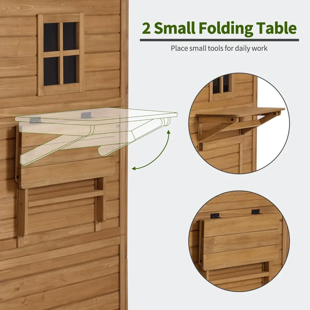 

Большой уличный шкаф для хранения с 6 полками (2,9 x 2,9 x 8,1 футов), деревянный сарай для хранения, садовый сарай с 2 складными секциями, на заказ