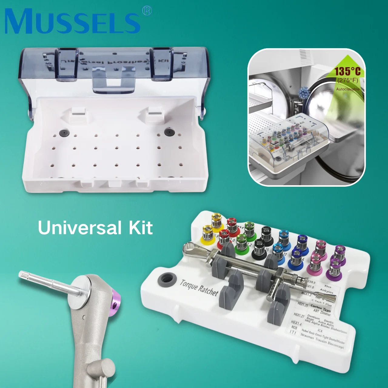 

Dental Implant Restoration Tool Universal Prosthetic Kit Torque Wrench Screwdriver Ratchet Implant Screw Driver Repair Tools Set