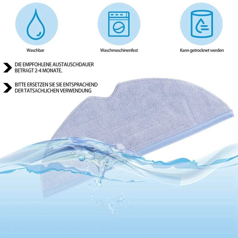 Microfiber Wiping Cloth Replacement For Xiaomi Roborock T7S T7splus S7 Vacuum Cleaner, Wiping Cloths Mop Washable