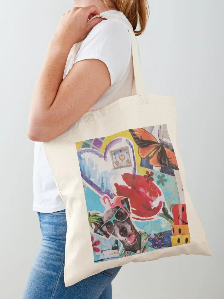 

Flamingo Dog Vibes Tote Bag Shopper handbag great bag foldable reusable bag personalized tote