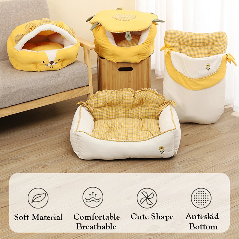 Soft Plush Small Cute and Cozy Dog Cat Bed,  Indoor Kitten Puppy Cave Hut Washable Pet House for Playing Sleeping