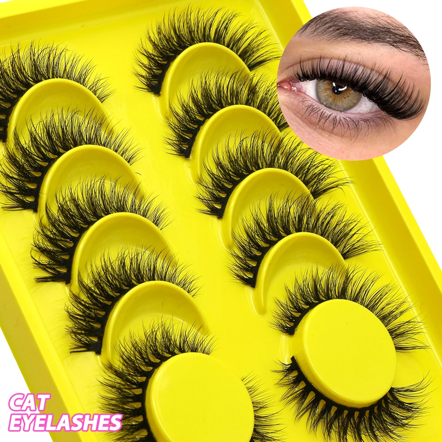 Veltrinay الرموش وهمية القط الرموش ثلاثية الأبعاد فو المنك جلدة رقيق Wispy طويلة سميكة قابلة لإعادة الاستخدام الرموش الصناعية ماكياج