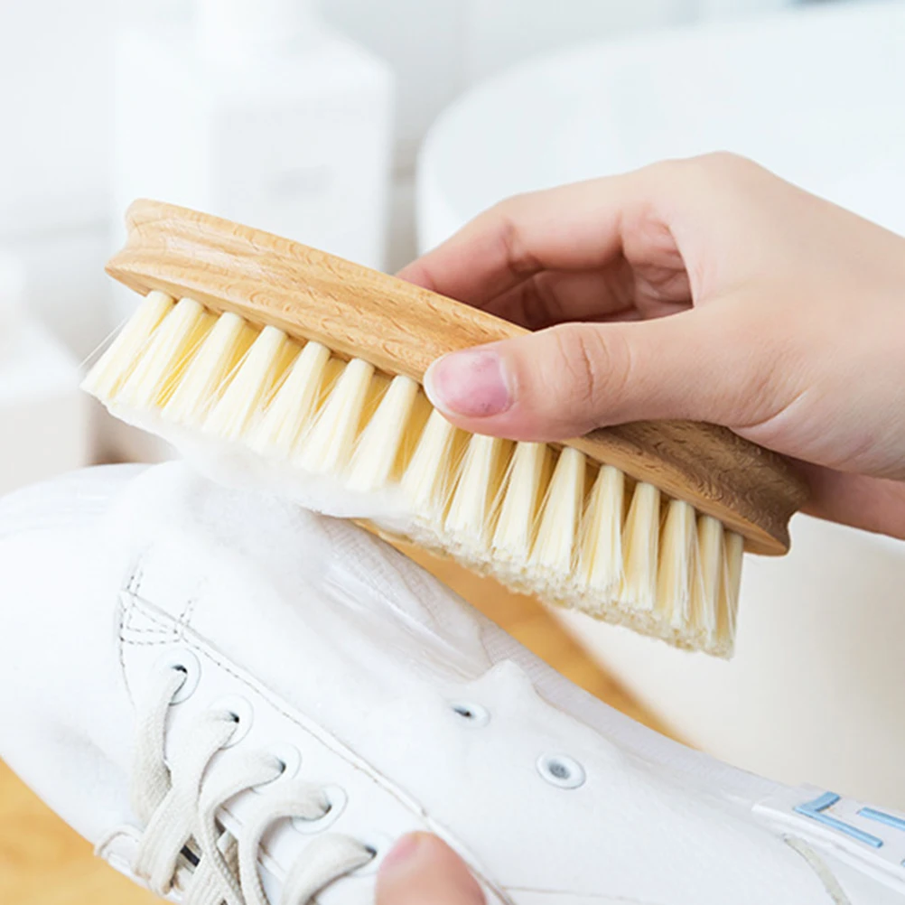 

1Pcs Soft Hair Shoe Brush Japanese Style Beech Wood Handle Multi-Function Clothes Cleaning Fiber Brush Comfortable Hand Feel