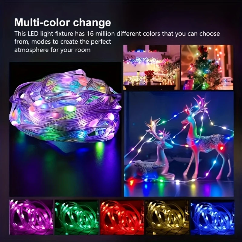 USB light Strip สมาร์ท RGB String บลูทูธ Dream สี 5V วันเกิดคริสต์มาสปาร์ตี้ Garland ตกแต่งไฟ Fairy สําหรับ Home