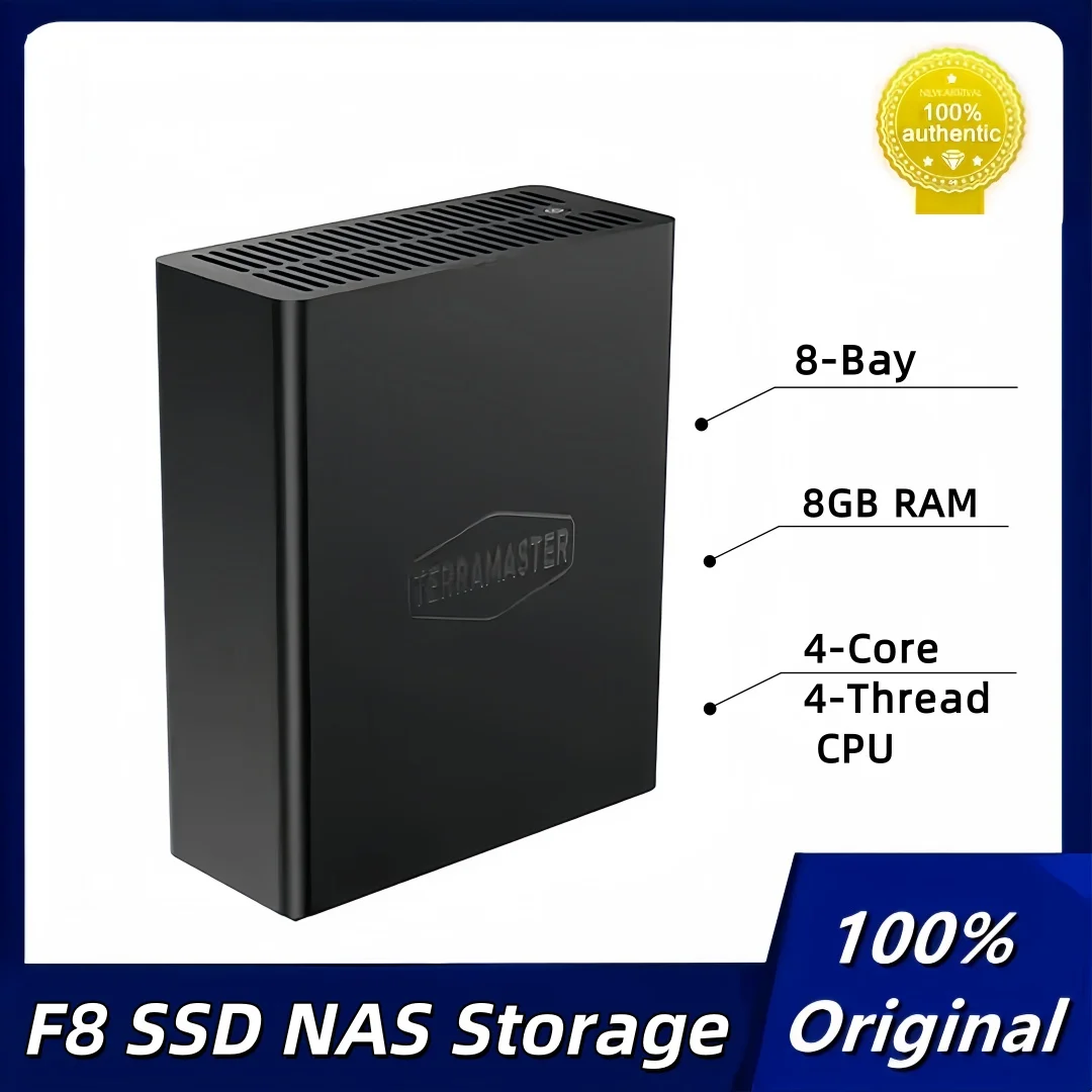

Оригинальный твердотельный накопитель TERRAMASTER F8 NAS, 8 отсеков, четырехъядерный процессор N95, 8 ГБ ОЗУ, мощная сеть размером с ладонь, прикрепленное хранилище (без дисплея)