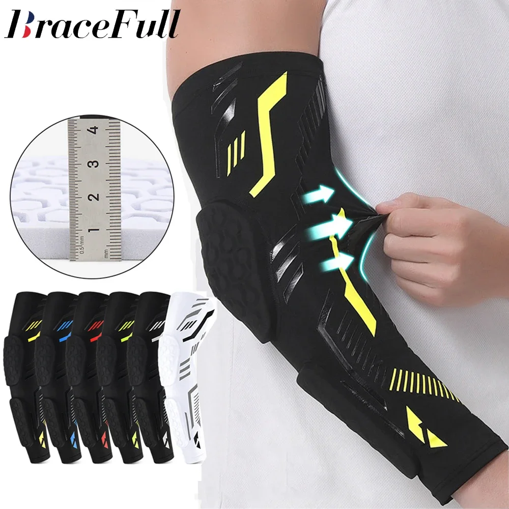 

1Piece Honeycomb Anti-Collision Elbow Pads Sports Basketball Arm Brace Guard Anti-Slip Training Elbow Protector Sleeve Padded