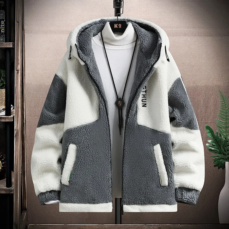 Winter New Thick Warm Hoodie Jackets for Men Korean Fashion Oversized Baggy Men's Jacket Coats Mens Clothing Y2k Streetwear