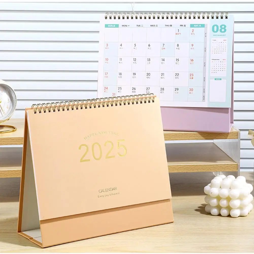 Standing Desk Calendar 2025 Desk Calendar Office Home Desktop Standing Spiral Binding Monthly Planner Gift for Family for Office