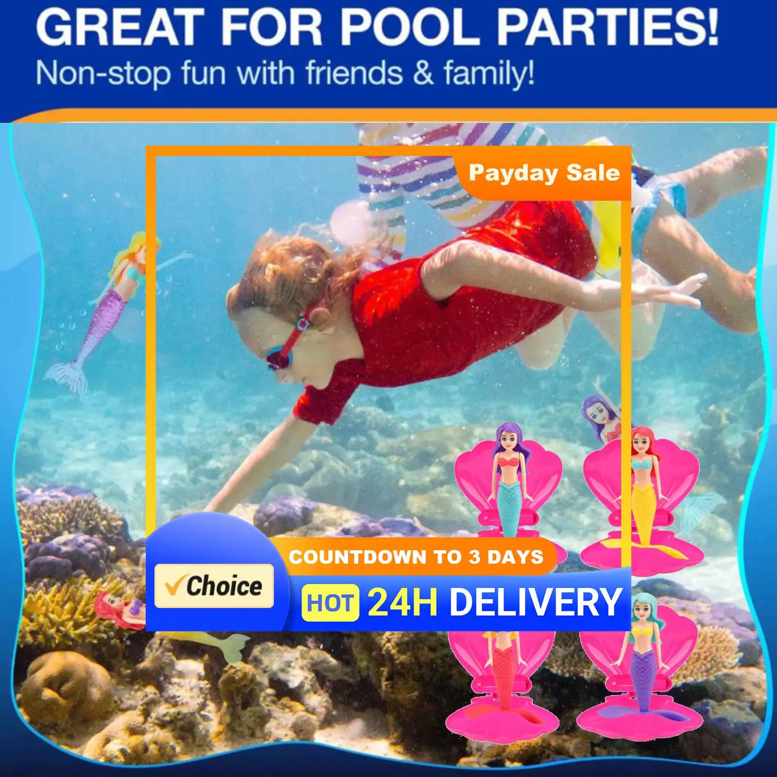 1 Set Mermaid Dive Toys Mermaid Bath Toys Colorful Mermaid Pool Toys Swimming Pool Games for Toddlers Boys Girls Teens Adults