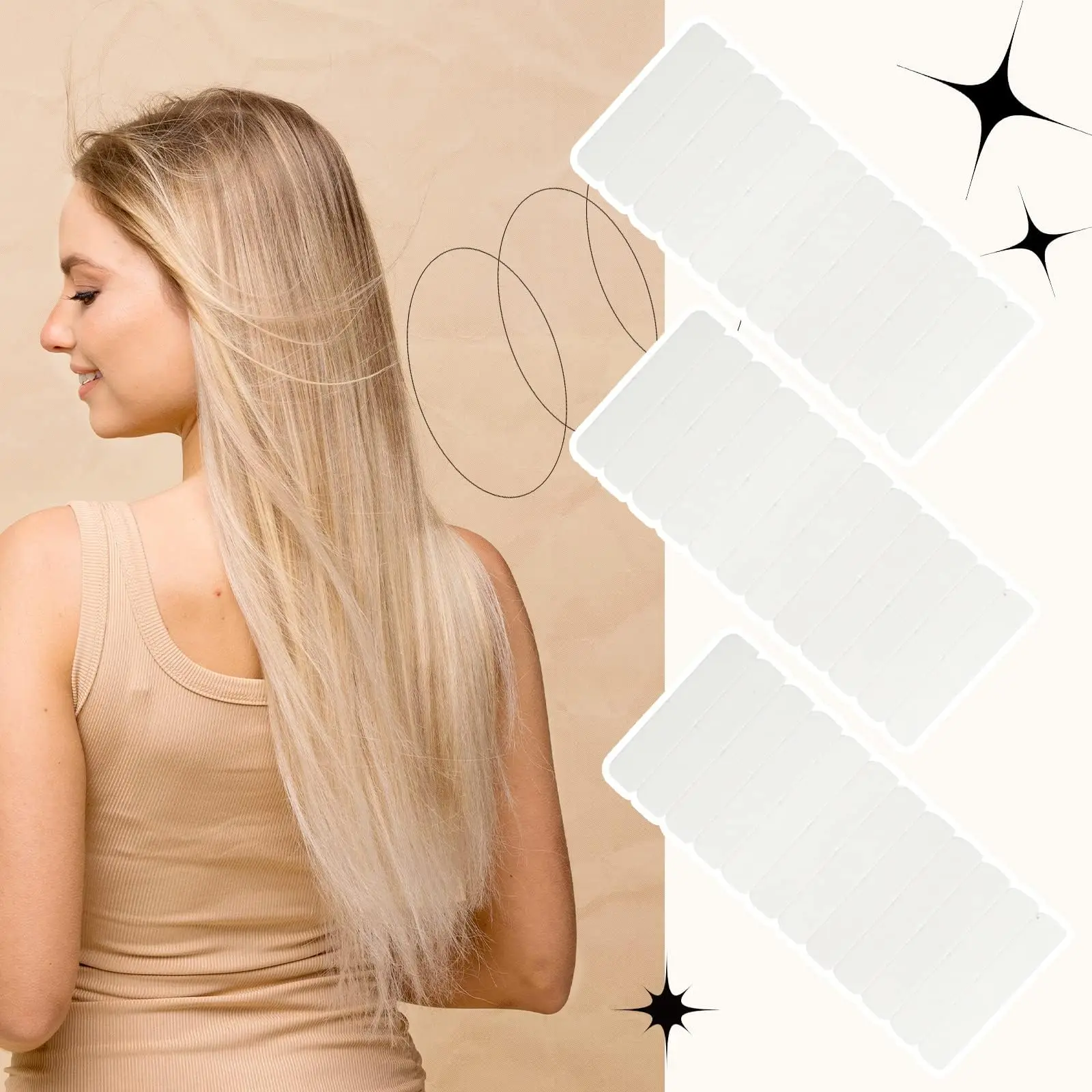 

60/120/180/360pcs Hair Extension Tape Tabs,Double Sided Tape in Extension,Adhesive Wig Tape Beauty Tool for Hair Extensions Wig