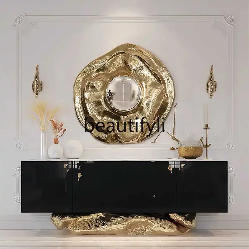 

metal wall decoration special-shaped mirror art high-end feeling wall hanging villa living room corridor decorative mirrorEsmt16