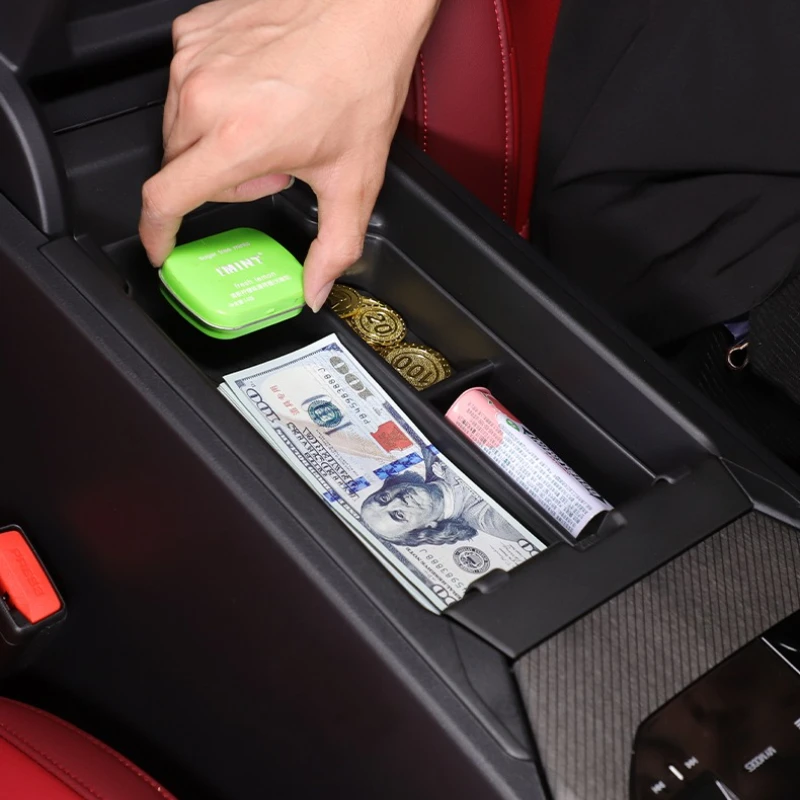 

For BMW X3 G45 2025-2026 ABS Black Car Armrest Storage Box Mobile Phone Storage Box Tray Interior Car Accessories