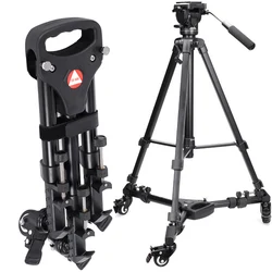 Camera Tripod  VX-600 Foldable Tripod Dolly 3 Wheels Stand Pulley Base Universal Camera Foldable Tripod Tripod Pulley