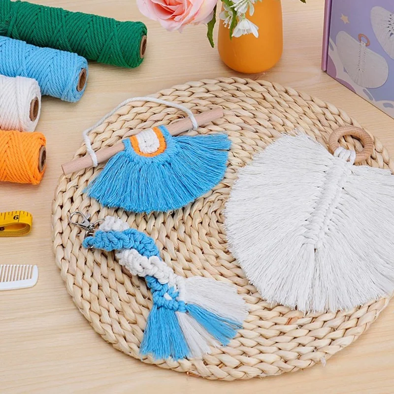 Macrame Kit for Kids & Adults Beginners, DIY Crafts for Girls Age 6-8 8-12 Year Old, for Christmas - Colorful 3mm Cord-A33R