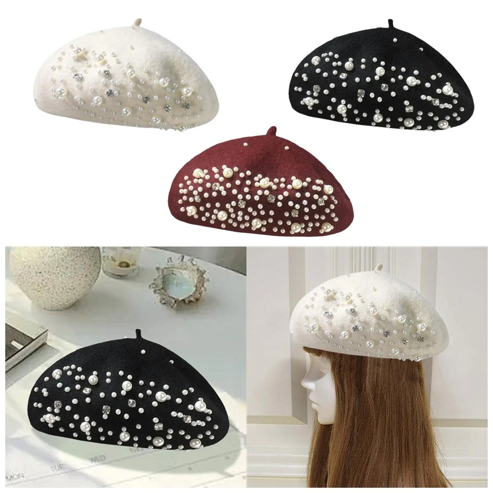 Beret for Women Autumn Beanie Cap for Stage Show Themed Party Birthday Gift