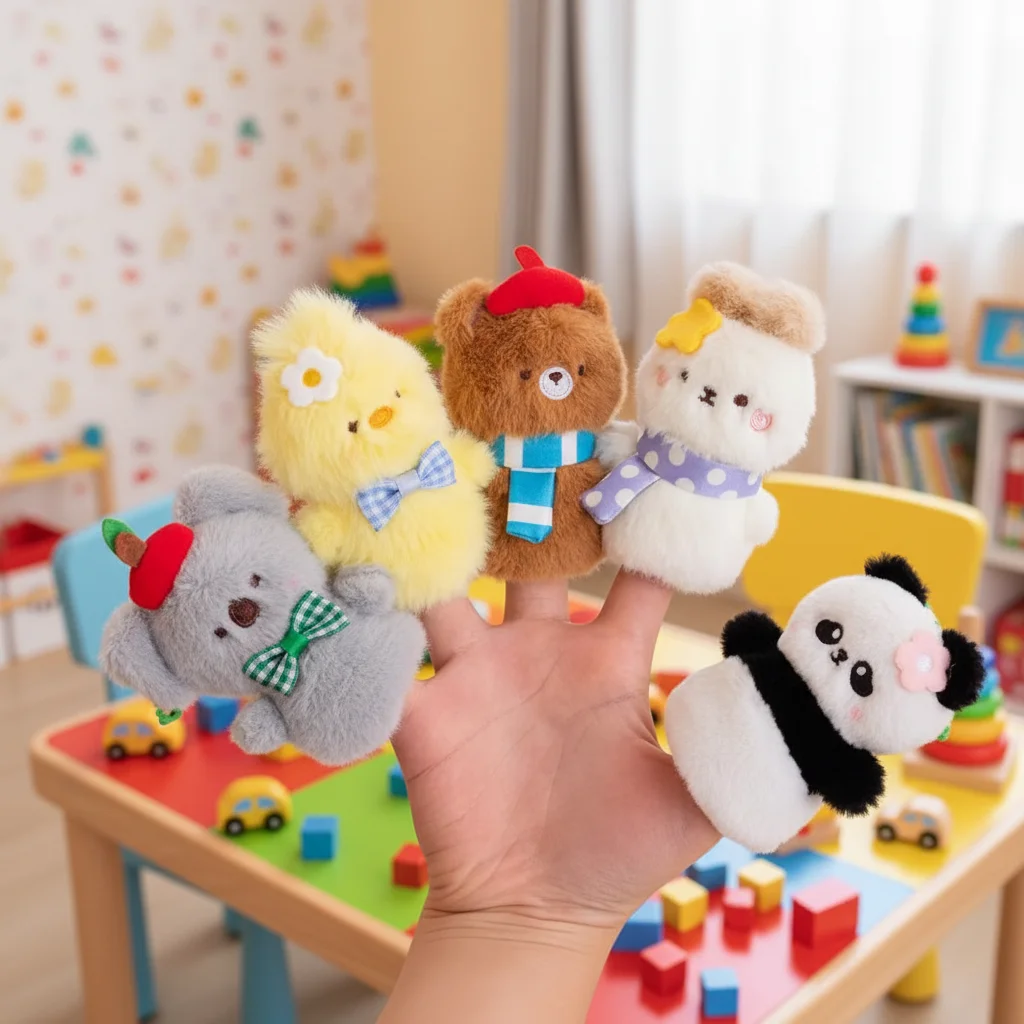 ตุ๊กตาสัตว์นุ่ม 1 คู่ สำหรับเล่นนิทาน ตุ๊กตาเพนกวิน/กระต่าย/หมี/ลูกแมว/ลูกสุนัข