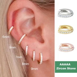 2/6PCS 316L Stainless Steel Minimalist Hoop Earrings Crystal Zirconia Small Cartilage Helix Tragus Piercing Jewelry for Women