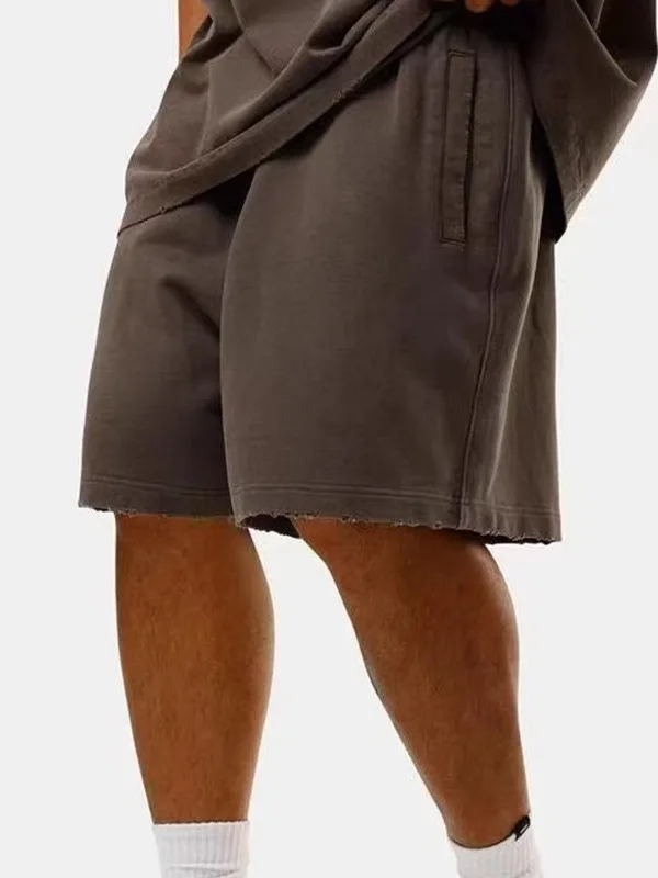 

Men's Fitness Short Shorts Breathable Running Pants Casual Sporty Basketball Training Thigh-Length Cotton Knitted Cargo