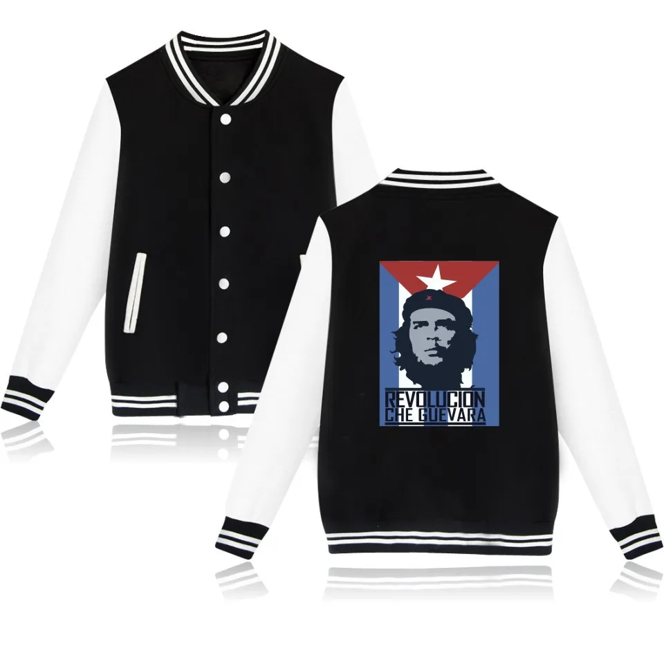 Che Guevara Hero Baseball Jacket Uniform Coat Argentina Hero Long Sleeve Fleece Sweatshirt Winter Hip Hop Hoodies Brand Clothes