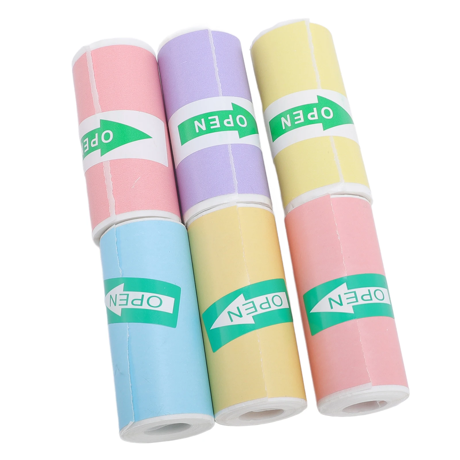 6 Roll Thermal Printing Paper Multi Color 57x25mm Smoothly Self Adhesive Thermal Inkless Printer Paper for Photo Note Label