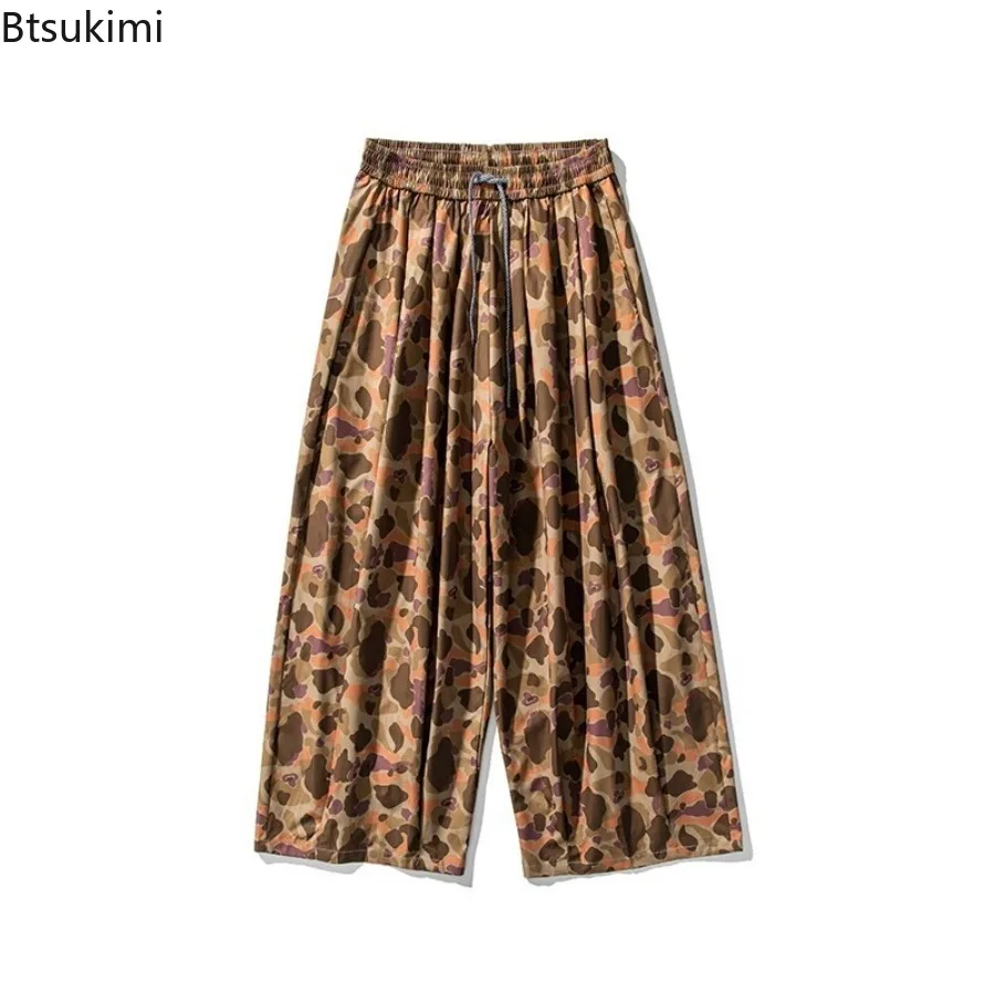 Men's Summer New Plus Size Japanese Style Retro Camouflage Trousers  Trendy Casual Straight Leg Wide Leg Pants Male Cargo Pants