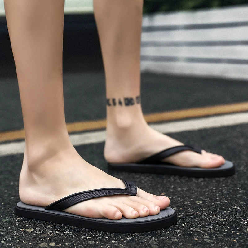 نعل غير قابل للانزلاق ناعم، مريح، جودة عالية، عصري، متين، أحذية شاطئ عديمة الرائحة، أرضيات قلابة، أحذية رجالية صيفية 2025 #5