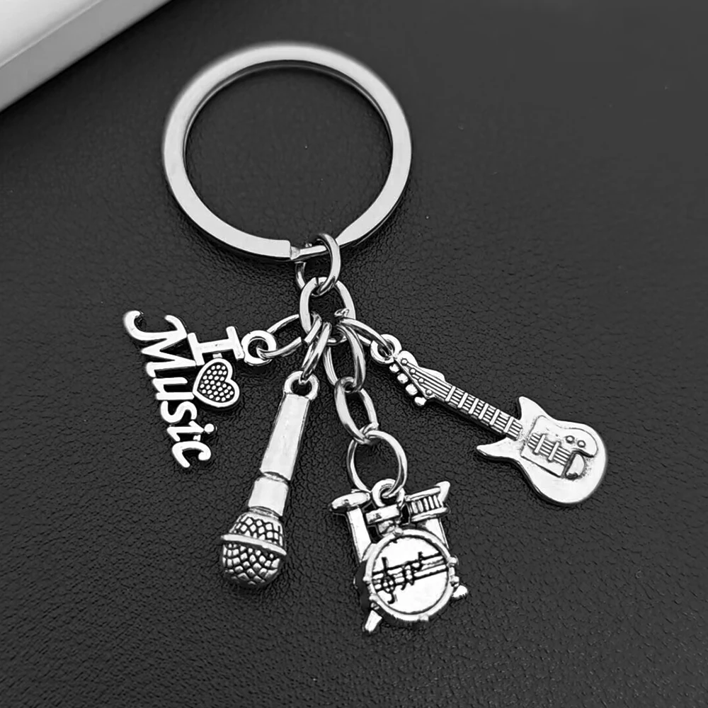 silver-color-men's-antique-music-note-keychains-drum-kit-microphone-classic-music-alloy-keychain-i-love-guitar-key-ring