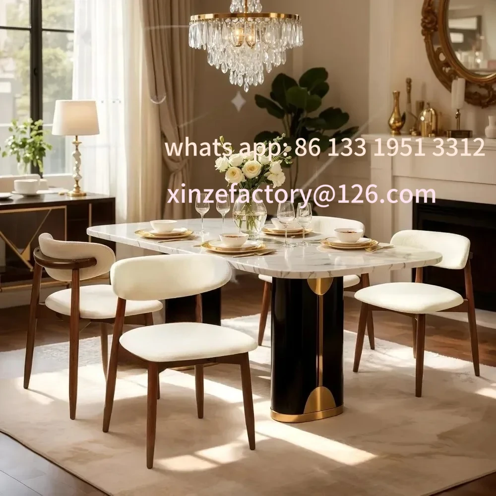 مجموعة كراسي طعام قابلة للتخصيص مكونة من 4 قطع، كراسي غرفة طعام خشبية منجدة، كرسي مطبخ من القماش الحديث لمنتصف القرن