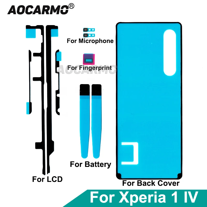 Aocarmo Do Sony Xperia 1 IV XQ-CT72 CT62 Przedni Ekran LCD, Klej do Obudowy, Tylna Klapka, Naklejka, Taśma Klejąca