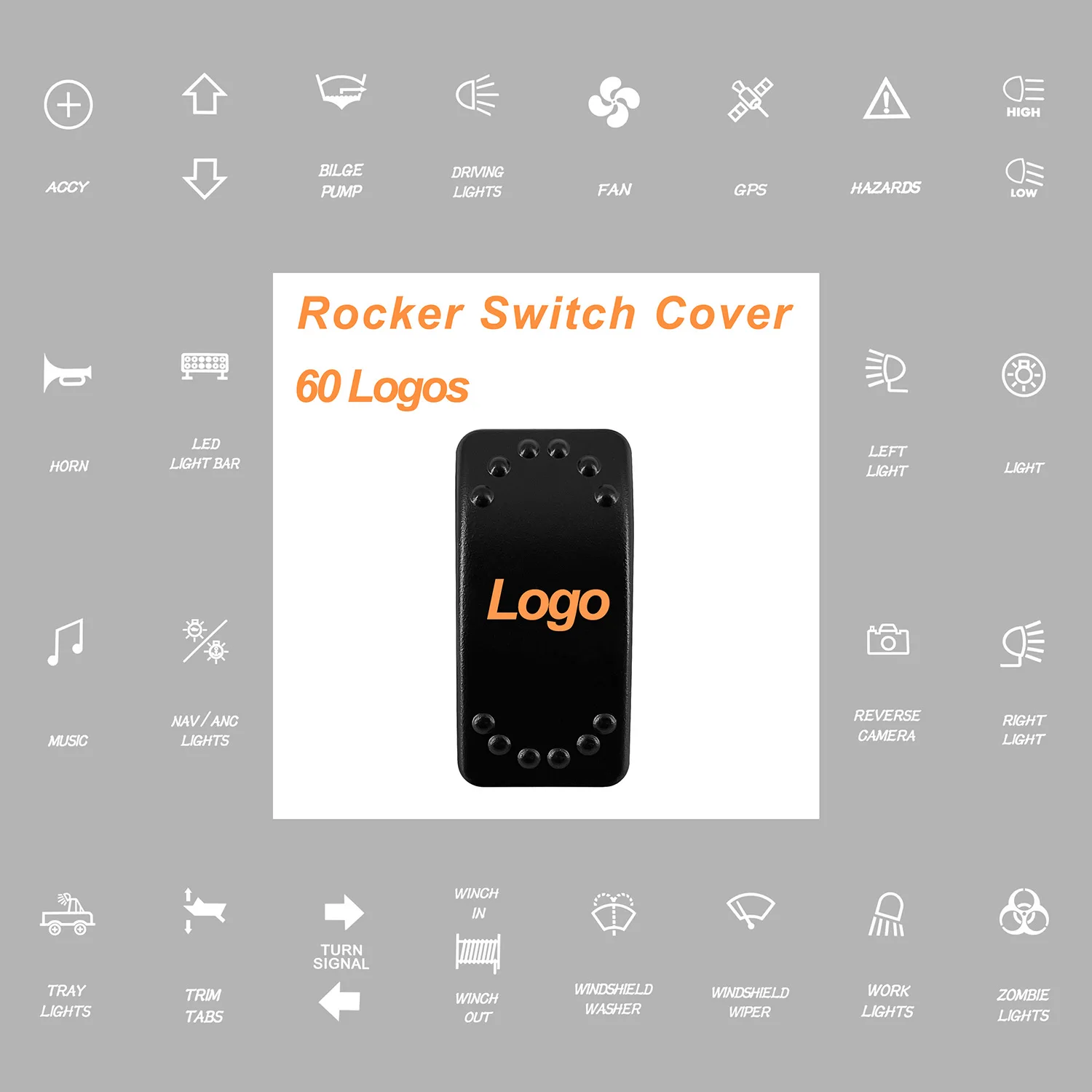 Laser Etched Rocker Cap Replacing Cover Only For Car Boat Marine NARVA Carling RV ARB Rocker Switch Replace Auto Accessories