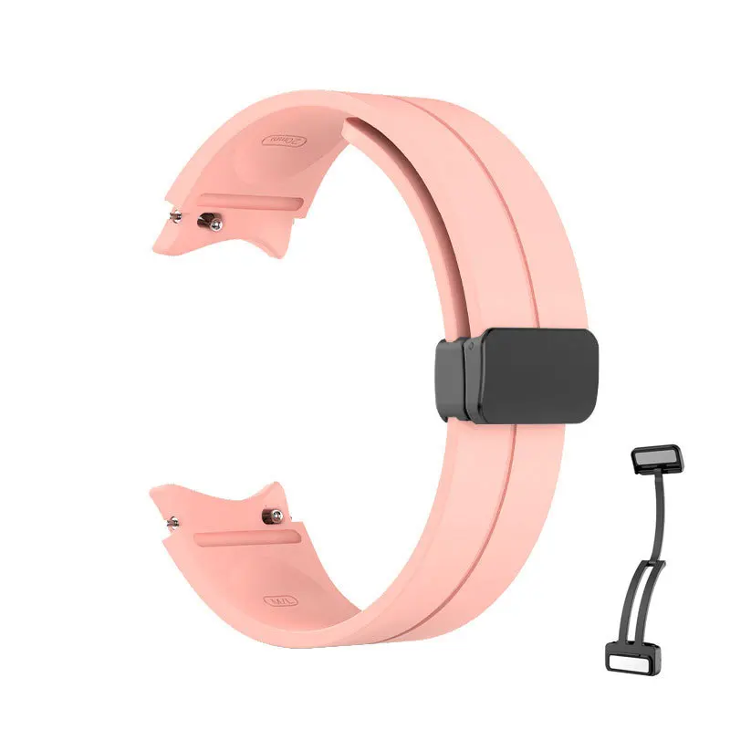 สายซิลิโคนเดิมสําหรับ Samsung Watch 5 Pro 45 มม.หัวเข็มขัดแม่เหล็กสําหรับ Samsung Galaxy Watch 5Pro แฟชั่นสร้อยข้อมือกีฬา