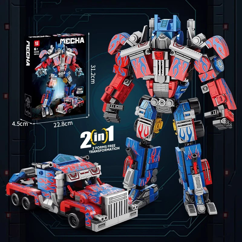 Transformable Mecha หุ่นยนต์บล็อกอาคาร City MOC Racing รถอิฐของเล่นหุ่นยนต์ชุดสําหรับเด็กวันเกิดคริสต์มาสของขวัญ