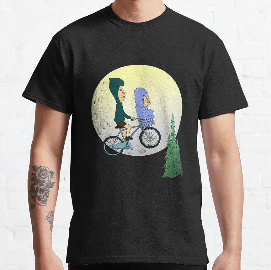 Unisex Cotton T-Shirt Beavis and Butt-Head Extraterrestrial E.T To The Moon