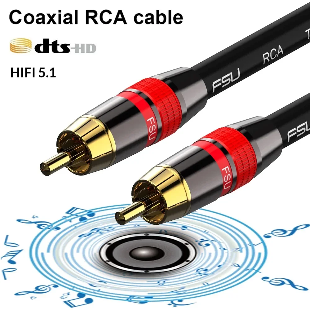 Kabel RCA kabel subwoofera RCA do RCA kabel RCA cyfrowy koncentryczny kabel Audio kabel SPDIF męski głośnik Subwoofer Hifi Toslink 1 2 3 5m