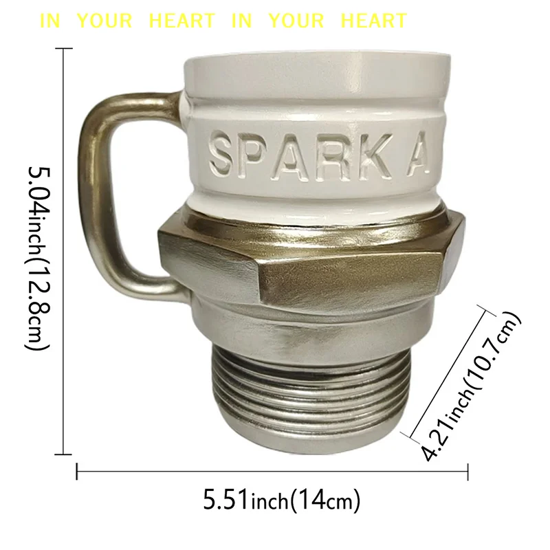 【X】Spark Plug Mug Coffee Mug Cup For Car Lovers Automotive Themed Coffee Mug For Car Enthusiasts Mechanics & Garage Lovers