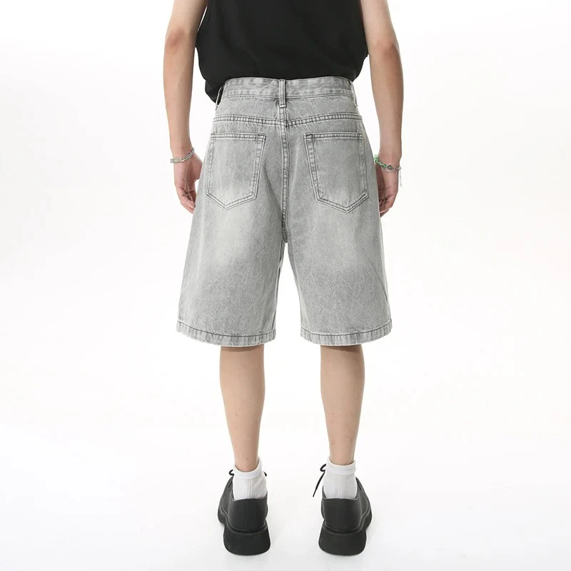 Men Designer Brand Casual Shorts Male Baggy Streetwear Knee Lenght Denim Short Pants Summer Fashion Daily Wide Leg Short Jeans
