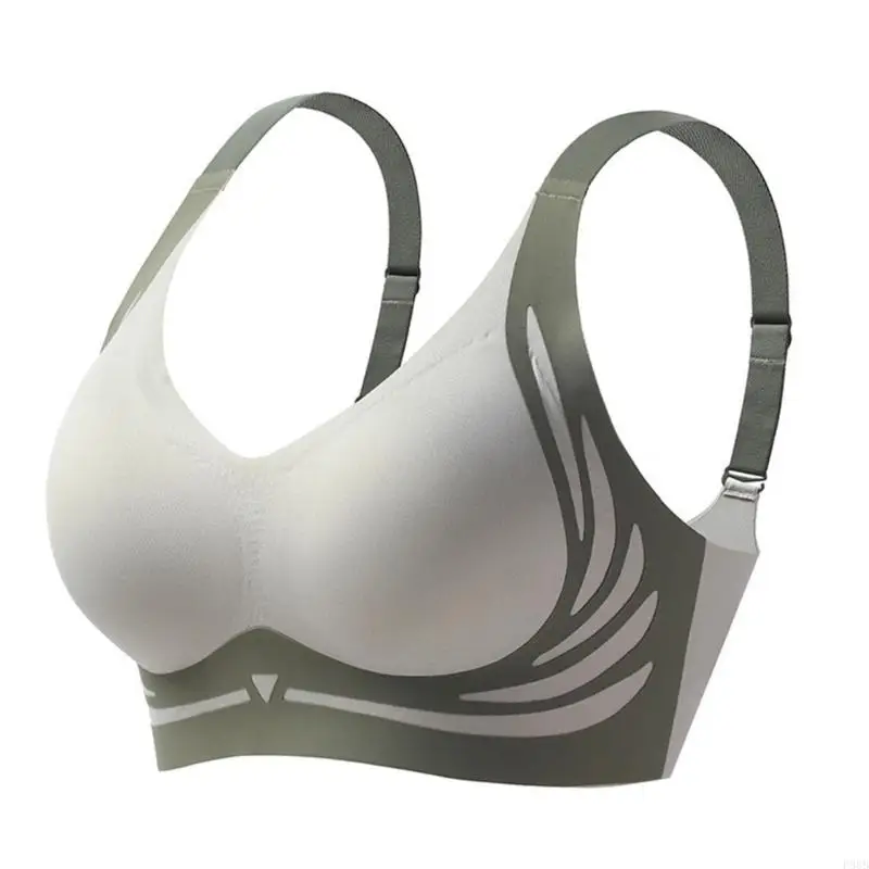 P88B บราไร้สายแบบไม่มีรอยต่อพร้อม Push Up Effect Side Support V Neck Bralette แบบมีเบาะ