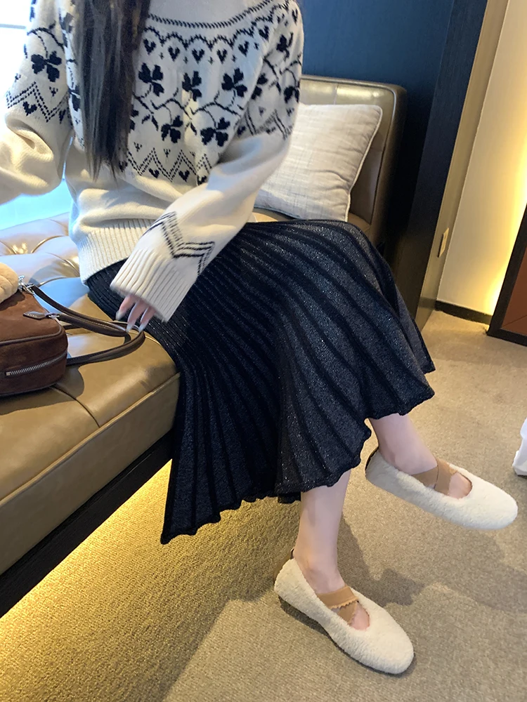 

Юбка-русалка Adirl 77 из плотного трикотажа с блестками, для свиданий, с завышенной талией, из смесового хлопка, А-силуэт