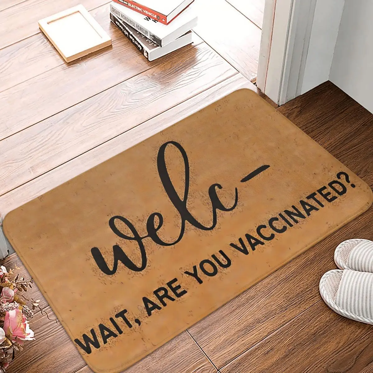 Welcome Foot Mat Kitchen Shower Door Wait Are You Vaccinated Bath Mat Quick Dry Bathroom Rug Absorbent Anti-Slip Toilet Mat