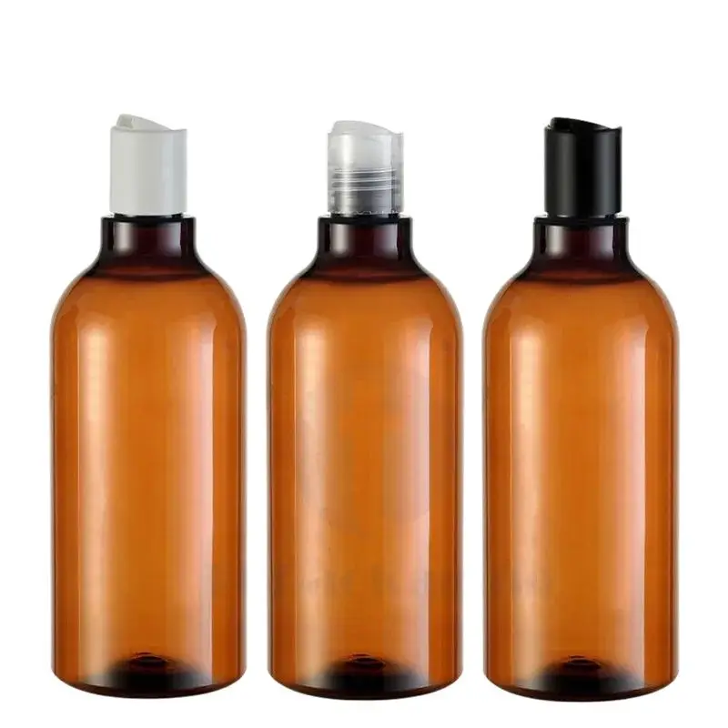 

10pcs/lot 500ML Press Cap Bottle Brown Empty Plastic Shampoo Refillable Essential Oil Cosmetic Lotion Container Makeup Packing