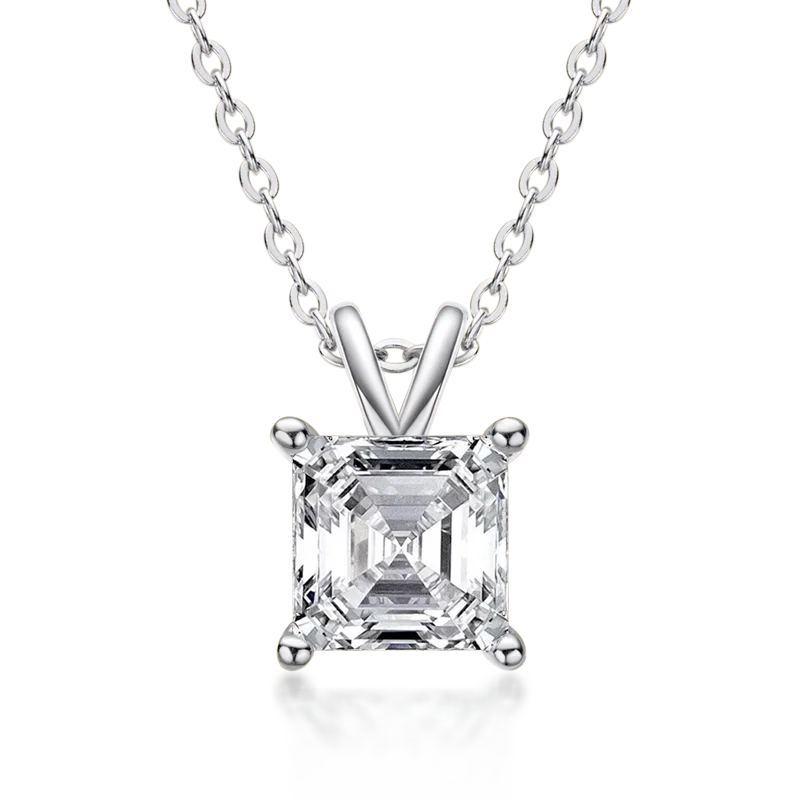 

2025 AINUOSHI 925 Sterling Silver Square Cut Zircon 7 * 7mm Pendant Necklace For Women Sparkling O chain 40+5cm Party Jewelry