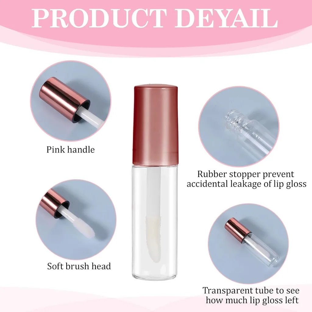 10 قطعة أنابيب ملمع الشفاه الفارغة 1.2 مللي زجاجات بلسم الشفاه الصغيرة القابلة لإعادة الملء حاويات ماكياج واضح زجاجات مستحضرات التجميل أحمر الشفاه مع المطاط