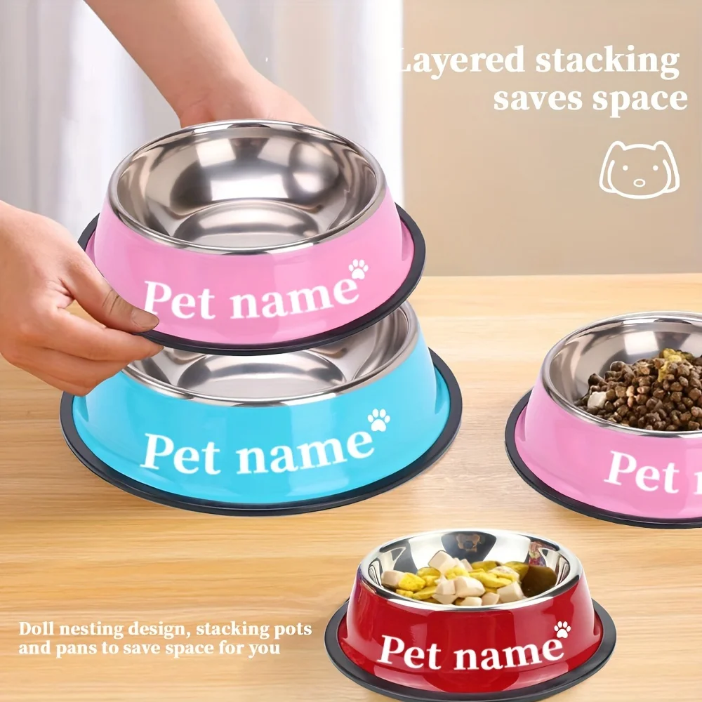 Gravierte Futternapf aus Edelstahl mit individuellem Namen, rutschfeste Anti-Spitze-Basis für Hunde und Katzen, alle Rassen, perfektes Gedenkstätte, personalisierte Geschenke – Detail 6