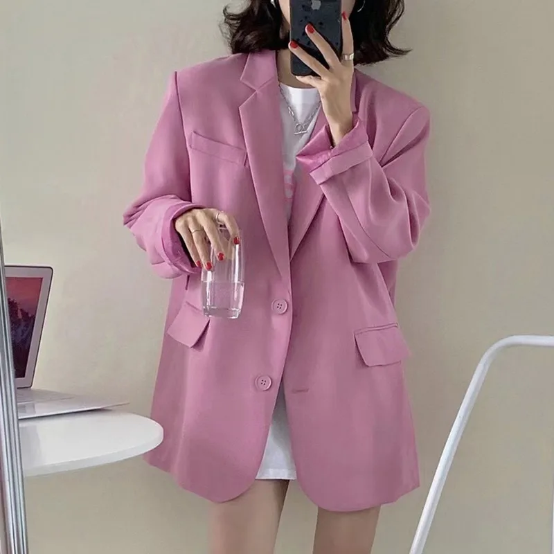 2023 Temperament Simple Casual Pure Cotton Loose za Women Suit Jacket Elegant Chic Single-breasted Outwear Fashion Blazer Coat