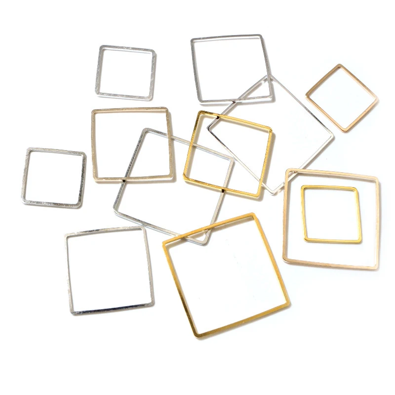 15 20 25 mm Brass Closed Square Ring Earring Wires Hoops Pendant Connectors Rings For DIY Jewelry Making Supplies Accessories