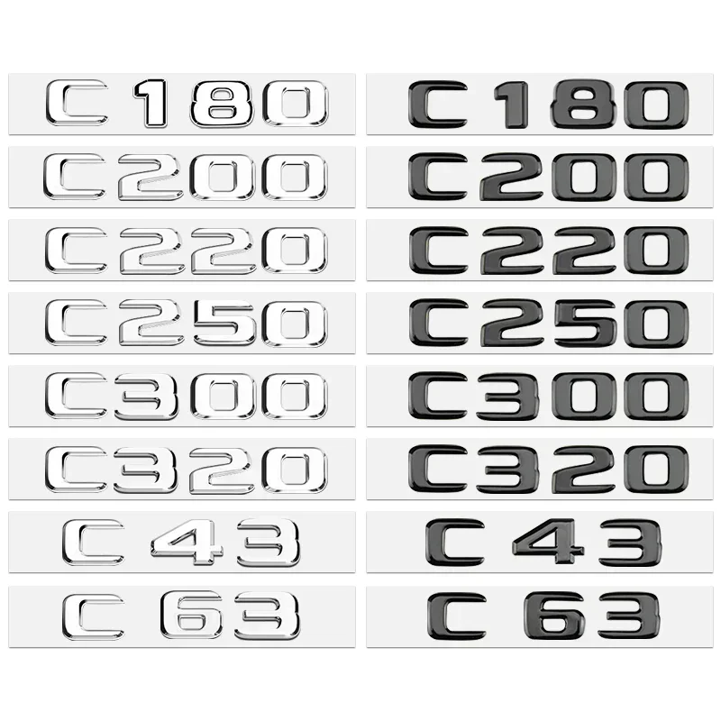سيارة ثلاثية الأبعاد ABS جذع رسائل شعار شارة شعار الشارات ملصق لمرسيدس بنز AMG C الفئة C43 E63 4Matic V6 V8 C180 E200 W205 W213 #4