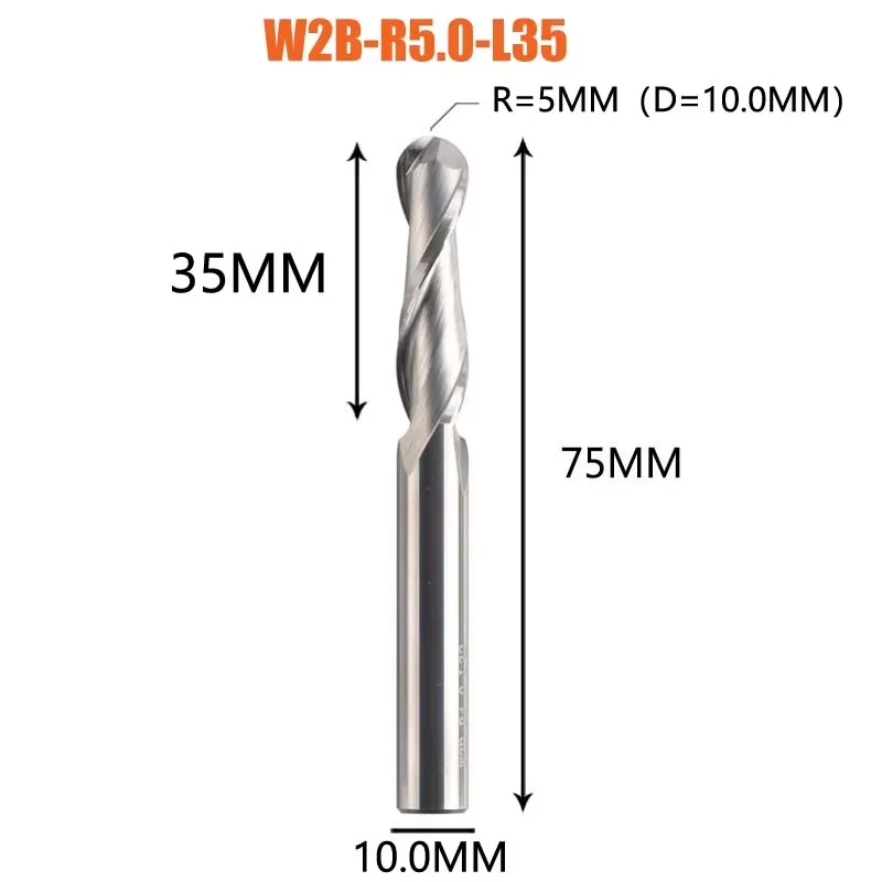 Dreanique 1Pc Carbide Kogelneus Einde Frees 2 Fluiten R0.5-R4.0 Einde Molen Router Bit Voor Hout En Aluminium W2b