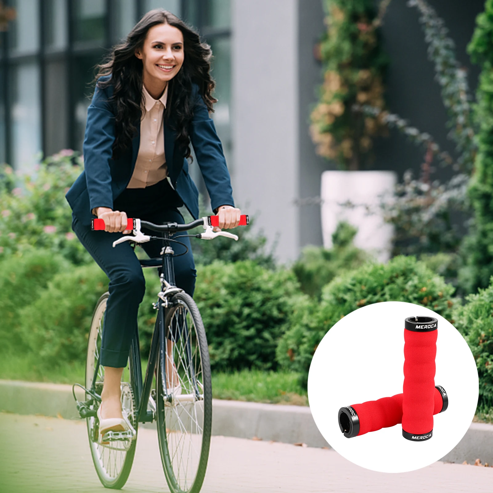 

2pcs Rubber Handlebar Grips Locking Design Mountain Bike Handle Grip Cover With Plugs Non-Slip Handlebar Grips For Road Bike